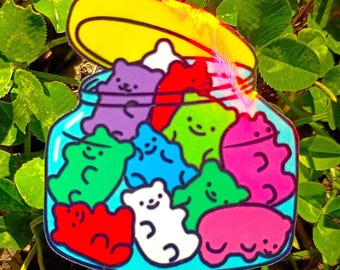 Happy Gummy Bear Jar Sticker – Autumn Candy Bears Decal*Hand Cut*