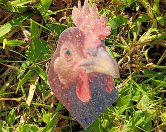 Chicken Sticker – Holographic Autumn Farm Hen Decal*Hand Cut*
