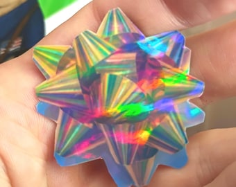 Holographic Gift Bow Sticker – Autumn Fall Present Meme Decal*Hand Cut*