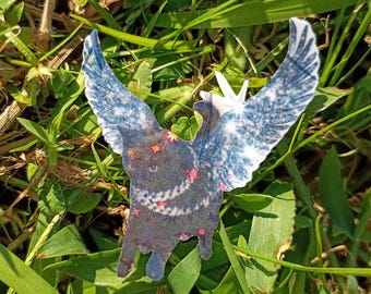 Winged Cat Sticker – Holographic Autumn Starry Sky Decal*Hand Cut*