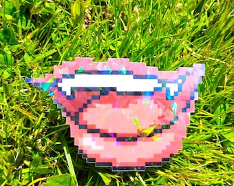 Pixel Vampire Mouth Sticker UV/WEATHERPROOF & WATERPROOF outdoor/indoor*Hand Cut*