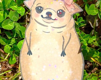 Handmade Chihuahua Bow Sticker – Kawaii Autumn Vinyl Decal (Weatherproof)*Hand Cut*