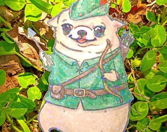 Sparkling Holographic Robin Hood Chihuahua Sticker UV/WEATHERPROOF & WATERPROOF outdoor/indoor*Hand Cut*
