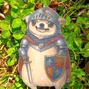 Sparkling Holographic Knight Chihuahua Sticker UV/WEATHERPROOF & WATERPROOF outdoor/indoor