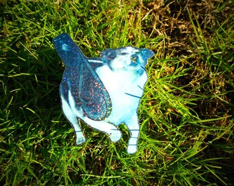 Holographic Sticker ~ Dog Flip-flop Sticker UV/WEATHERPROOF & WATERPROOF outdoor/indoor*Hand Cut*