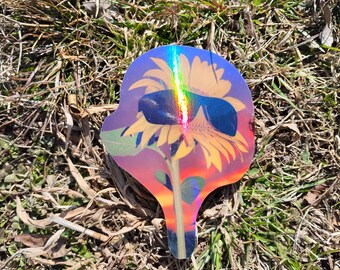 Handmade Sunflower Sticker – Autumn Sunset Meme Decal (UV Weatherproof)*Hand Cut*