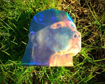 Holographic Sticker ~ Durag Dog Sticker UV/WEATHERPROOF & WATERPROOF outdoor/indoor*Hand Cut*