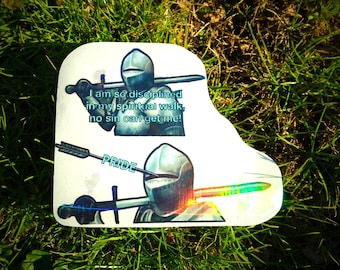 Holographic Sticker ~ Funny Knight Sticker UV/WEATHERPROOF & WATERPROOF outdoor/indoor*Hand Cut*