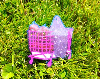 Holographic Sticker ~ Pumpkin Ghost Sticker UV/WEATHERPROOF & WATERPROOF outdoor/indoor*Hand Cut*
