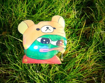 Holographic Sticker ~ Pepe Bear Sticker UV/WEATHERPROOF & WATERPROOF outdoor/indoor*Hand Cut*