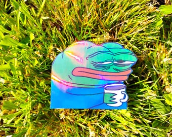 Pepe with Coffee Sticker UV/WEATHERPROOF & WATERPROOF outdoor/indoor*Hand Cut*