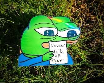 Pepe Encouragement Sticker – Autumn Never Give Up Frog Decal*Hand Cut*