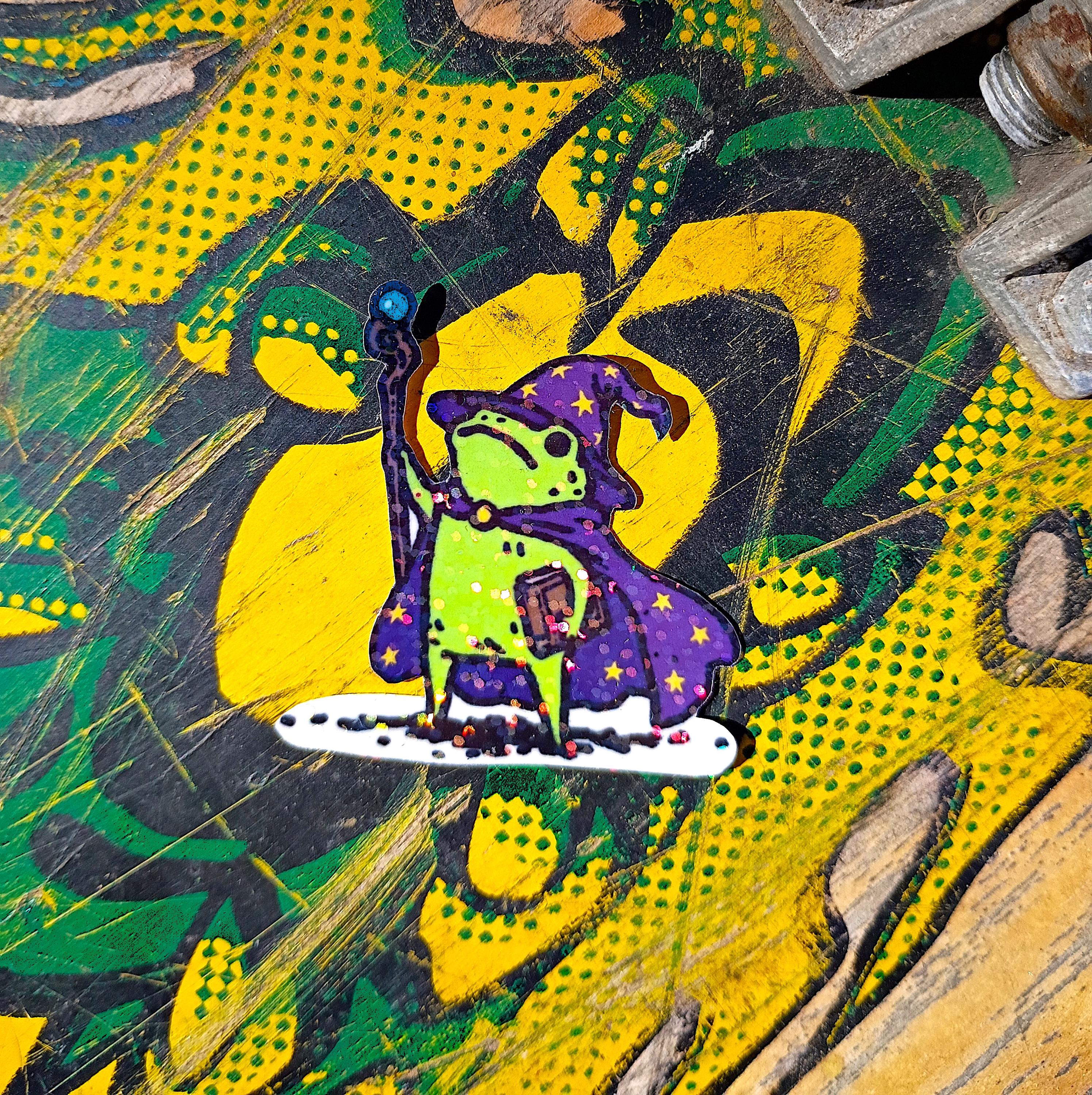 Sparkling Holographic Frog Wizard Sticker UV/WEATHERPROOF & WATERPROOF ...