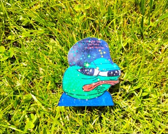 Holographic Sticker ~  Pepe Autism Sticker UV/WEATHERPROOF & WATERPROOF outdoor/indoor*Hand Cut*