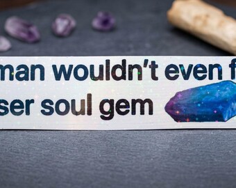 Handcut Holographic Lesser Soul Gem Sticker, Fantasy Gamer Decal (Waterproof)