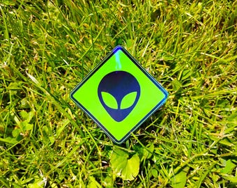 Holographic Sticker ~  Alien Sticker UV/WEATHERPROOF & WATERPROOF outdoor/indoor*Hand Cut*