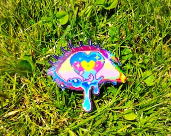 Holographic Sticker ~ Eyeball Sticker UV/WEATHERPROOF & WATERPROOF outdoor/indoor*Hand Cut*