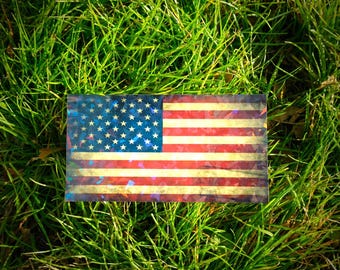 USA Flag Sticker – Autumn Vintage Patriotic Cozy Decal*Hand Cut*