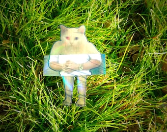 Awkward Cat Meme Sticker – Autumn Folded Hands Cat Decal*Hand Cut*