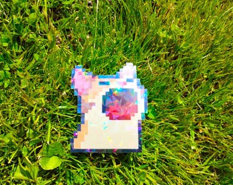 Pixel Cat Meme Sticker – Yelling Kitty Autumn Vinyl Decal*Hand Cut*