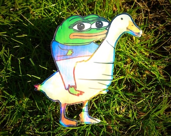 Holographic Sticker ~ Pepe Sticker UV/WEATHERPROOF & WATERPROOF outdoor/indoor*Hand Cut*