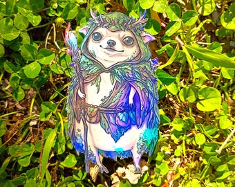 Rainbow Holographic Druid Chihuahua Sticker UV/WEATHERPROOF & WATERPROOF outdoor/indoor*Hand Cut*