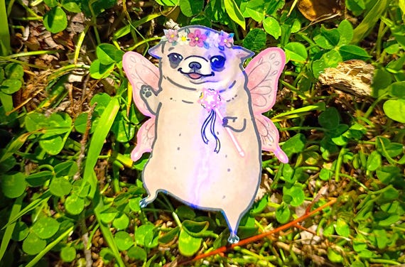 Rainbow Holographic Fairy Chihuahua Sticker UV/WEATHERPROOF & WATERPROOF outdoor/indoor