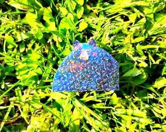 Holographic Sticker ~ Fat Bear Sticker UV/WEATHERPROOF & WATERPROOF outdoor/indoor*Hand Cut*