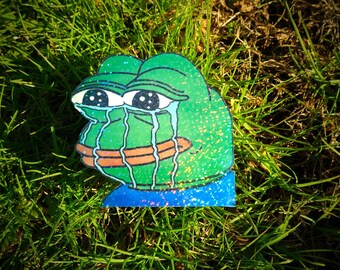 Holographic Sticker ~ Pepe Sticker UV/WEATHERPROOF & WATERPROOF outdoor/indoor*Hand Cut*