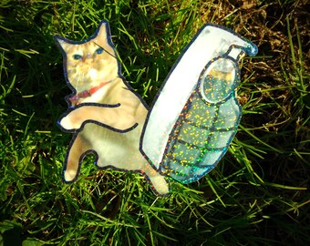 Holographic Cat Sticker - Weatherproof Vinyl Decal*Hand Cut*