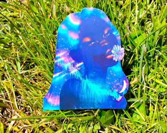 Holographic Sticker ~ Space Lady Sticker UV/WEATHERPROOF & WATERPROOF outdoor/indoor*Hand Cut*