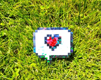 Holographic Sticker ~  Heart Message Sticker UV/WEATHERPROOF & WATERPROOF outdoor/indoor*Hand Cut*
