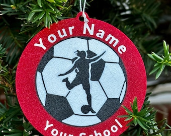 Personalized Girls Soccer Ornament, Personalized Holiday Sport Ornament