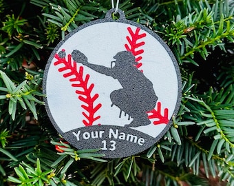 Personalized Catcher Ornament, Personalized Holiday Sport Ornament