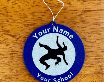 Personalized Girls Wrestling Ornament, School Sports Ornaments