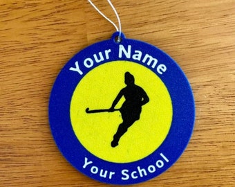 Personalized Field Hockey Ornament, School Sports Ornaments