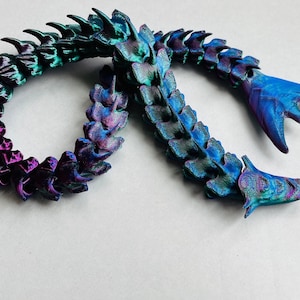 Articulated Sea Serpent, Articulated Dragon, Flexible dragon desk toy, 3D printed articulating dragons and toys