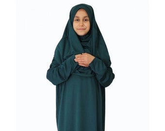 Muslimisches Mädchenkindgebet, Kinderburqa, Gebetskleid für Mädchenkinder, Kinder Abaya, Kleid, Mädchen Hijab Gebetskleid, Mädchen Hijab tragen