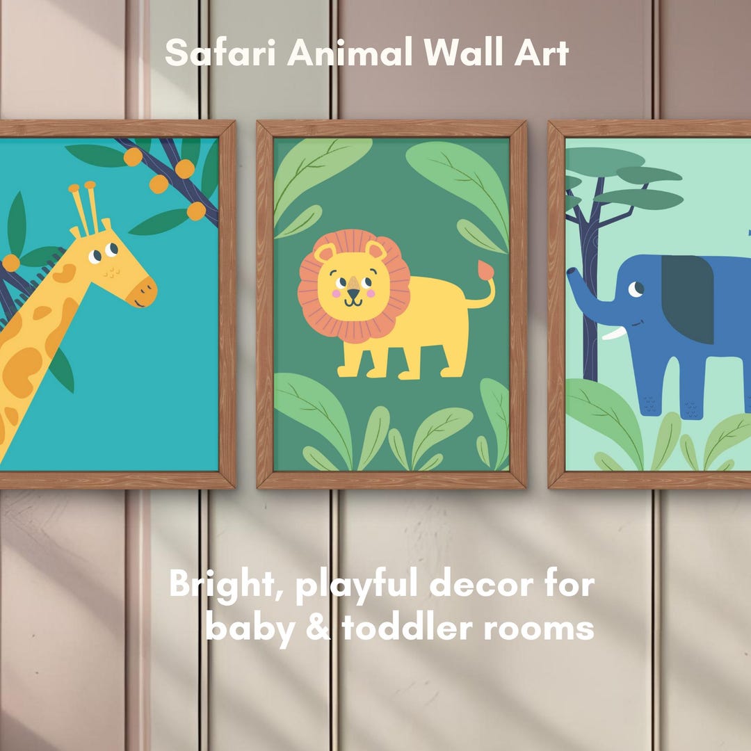 Safari Nursery Prints: Baby Animal Wall Art, Boho Jungle Decor (digital ...