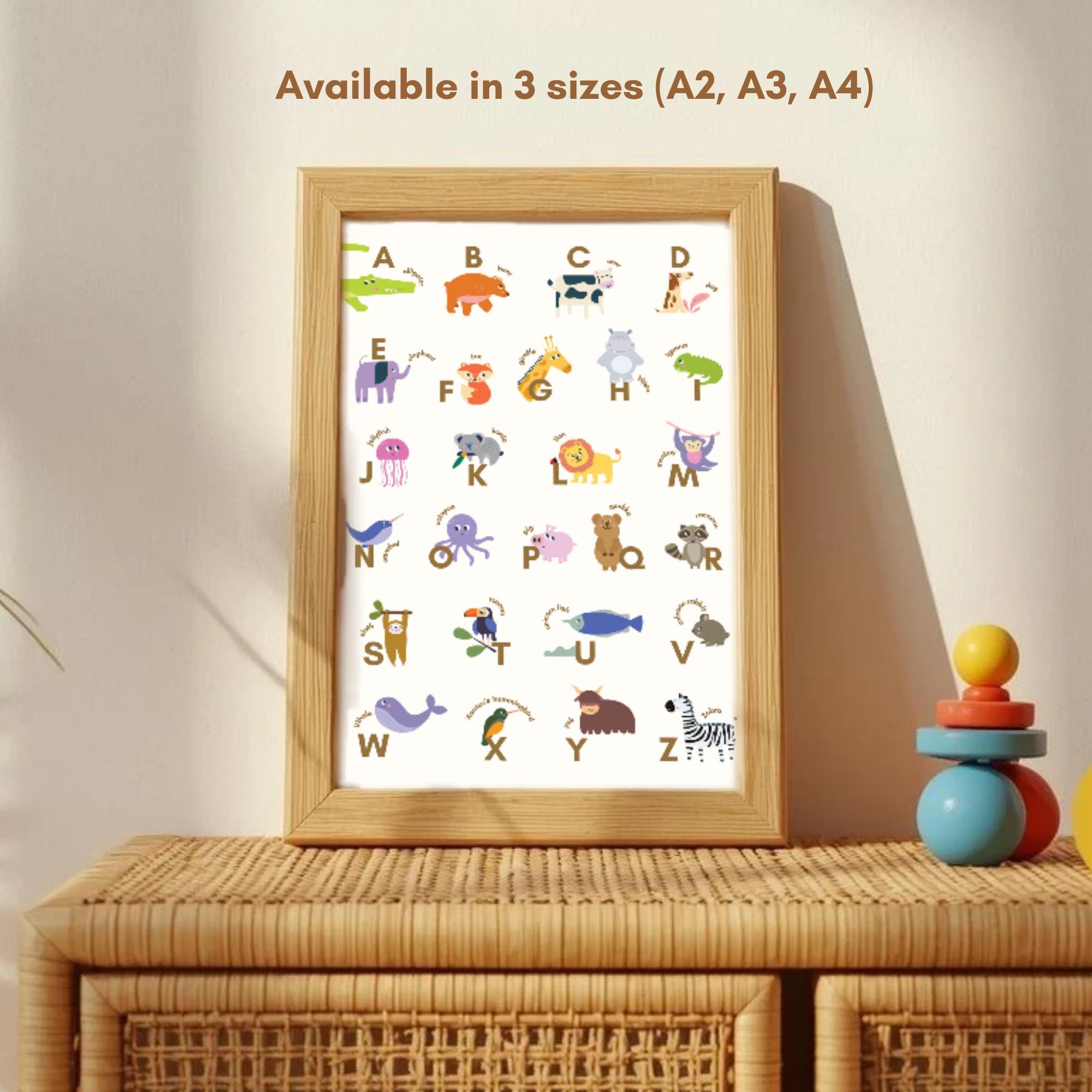 Animal Alphabet ABC Poster for Children's Room: Educational Nursery ...
