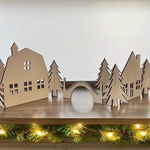 White Christmas Panel Village | Christmas Village | Winter Village Decor | Fireplace Mantel Decor | Village Set | Christmas Decor