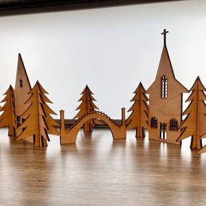 Christmas Panel Village | Christmas Village | Winter Village Decor | Fireplace Mantel Decor | Village Set | Christmas Decor