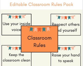 Editable Classroom Rules Poster: Elementary School Decor (PDF)