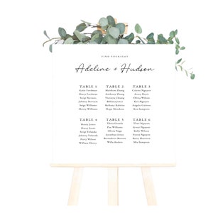 Editable Seating Plan Template - Modern Design, Printable Wedding Chart, Elegant Find Your Seat Sign