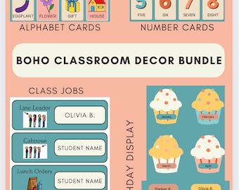 Classroom Decor Bundle, Editable Theme, Canva Templates, Organize in Style
