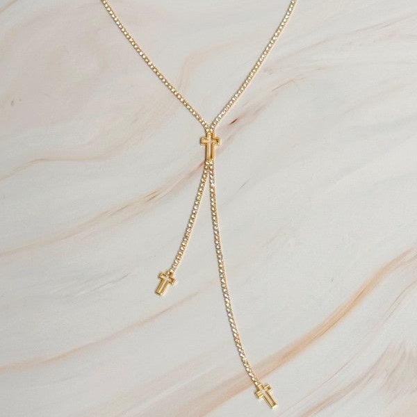 Glam Cross Y-drop Necklace