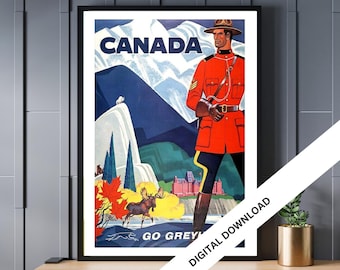 Póster de viaje a Canadá: Impresión artística retro vintage (descarga digital)