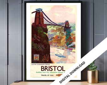 Póster de viaje vintage de Bristol: Impresión artística retro (descarga digital)