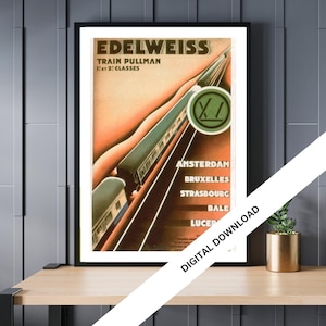 Edelweiss, Vintage Travel Posters - Retro Art Prints  | Digital Downloads for Instant home Décor