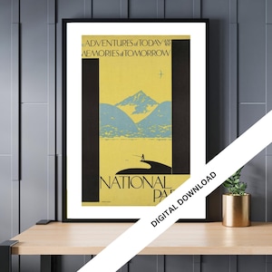 National Parks, Vintage Travel Posters - Retro Art Prints  | Digital Downloads for Instant home Décor
